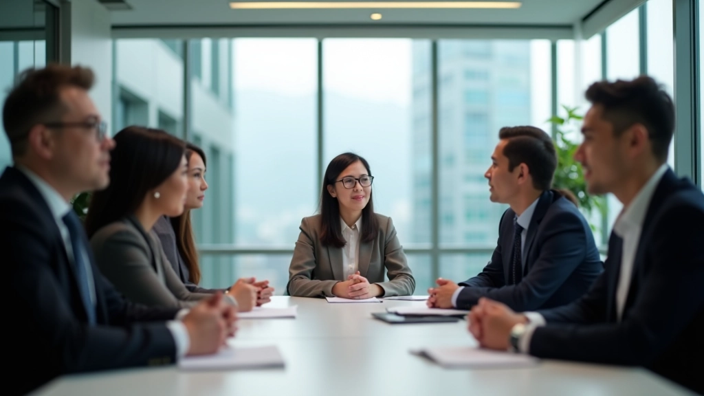 Leadership team collaborating in modern Hong Kong office environment